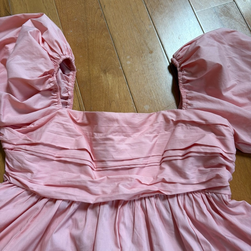 Abercrombie & Fitch Pink Puff Sleeve Babydoll Mini Dress Large Petite Romantic - Picture 9 of 14